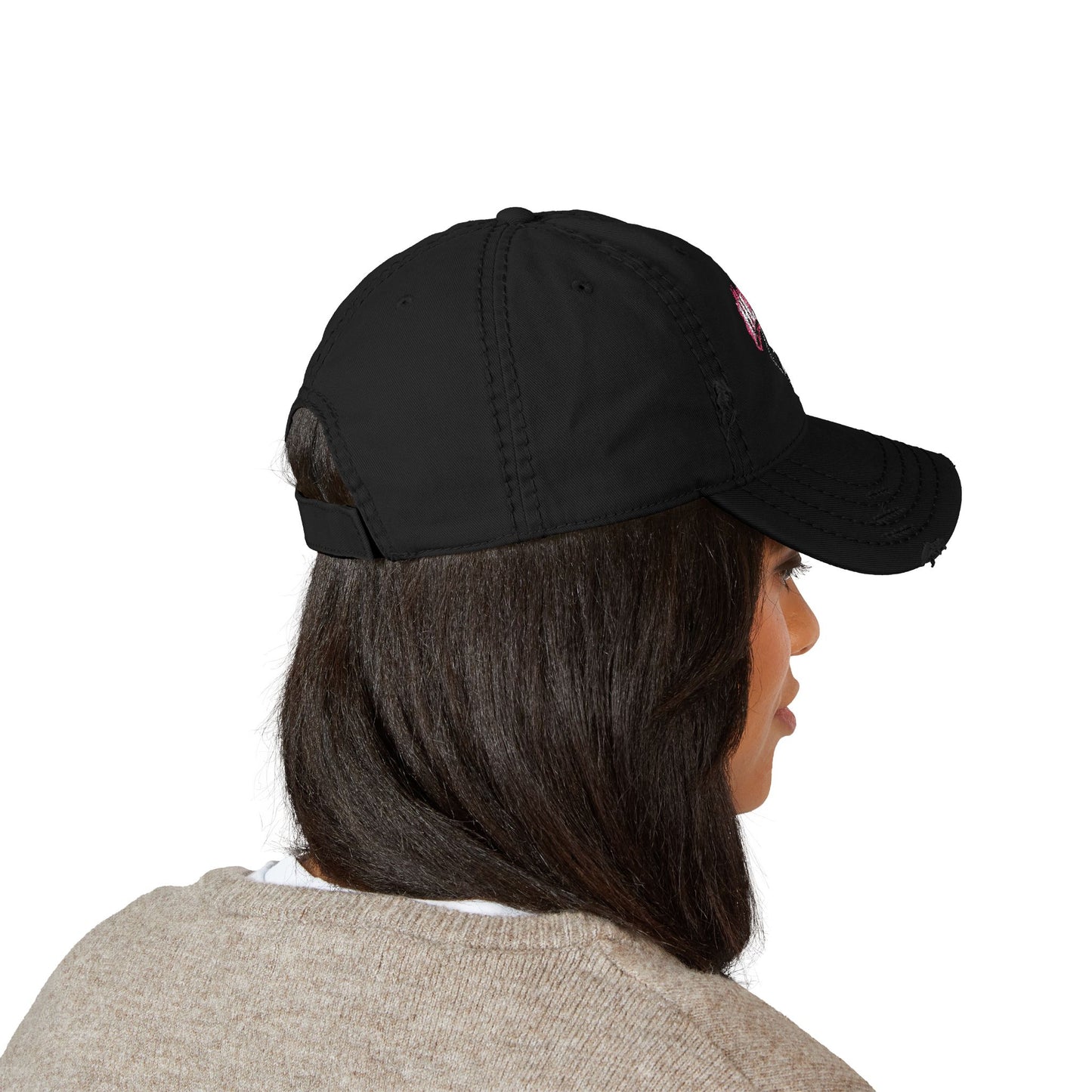 HLWG PINK FLAME Distressed Dad Hat