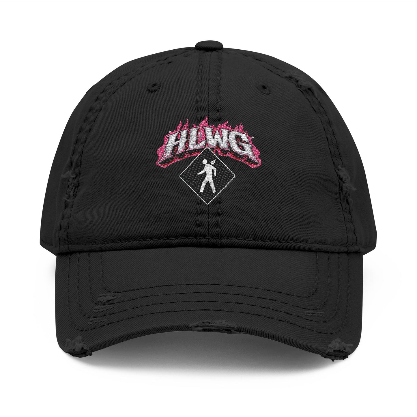 HLWG PINK FLAME Distressed Dad Hat
