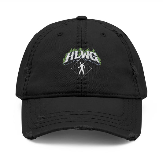 HLWG GREEN FLAME Distressed Dad Hat
